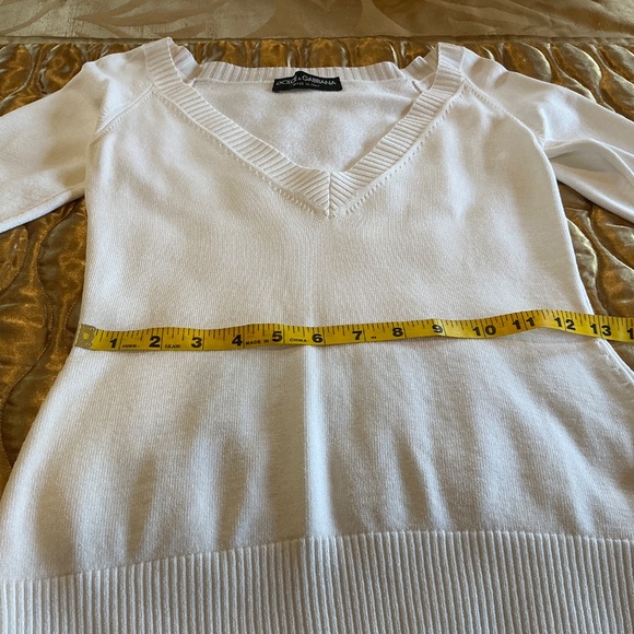 DOLCE & GABBANA White Viscose V-Neck 3/4 Length Sleeve Top Size 6 (42) - Picture 9 of 13